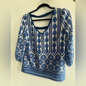 Blue and white blouse